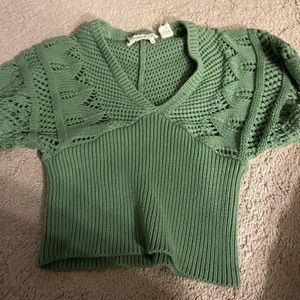 Anthropologie green crochet sweater.